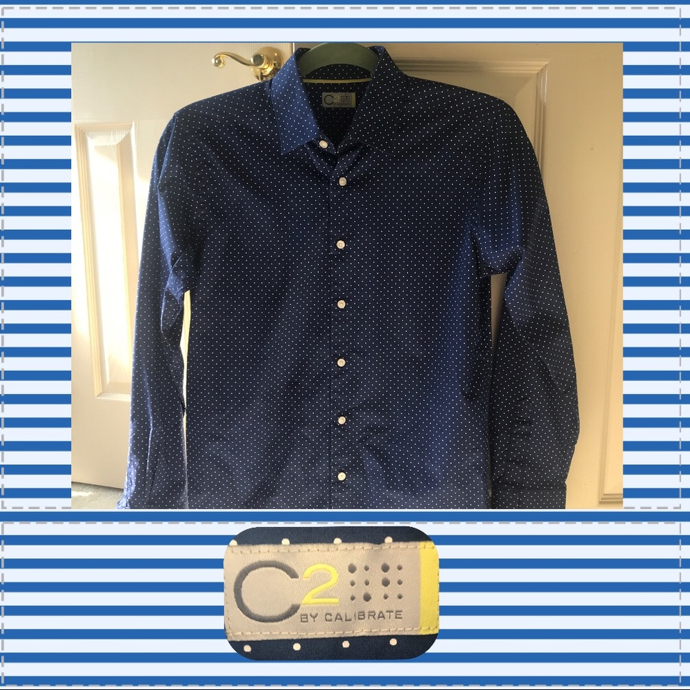 Navy button down shirt EUC